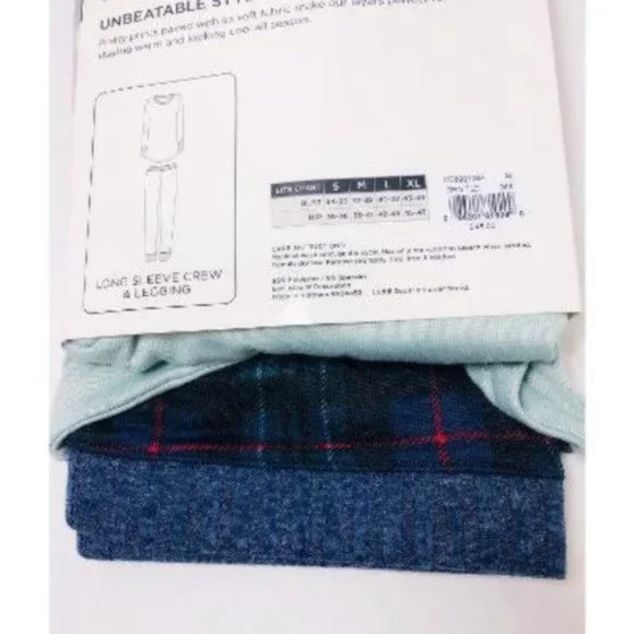 SOLD Cuddl Duds Womens Green Cozy Long Sleeve Crew and Leggings PJS Set Sz S NWT - Picture 4 of 6